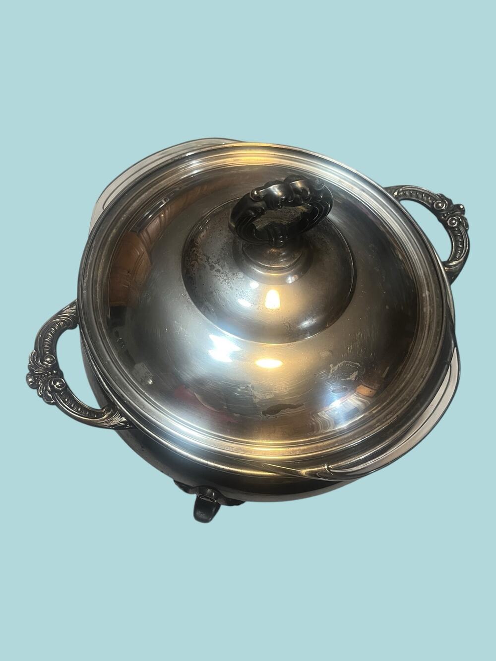 Poole EPCA 815 Silverplate 3 pc Footed Round Covered Serving Dish/1972 Trophy